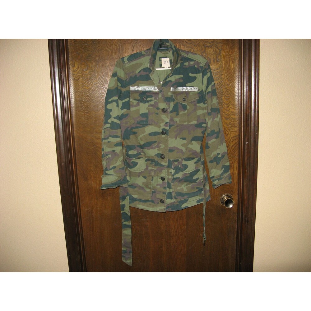 Gap Woman Utility Miliatary Jacket Belt Camo Camouflage Vintage SIZE XS
